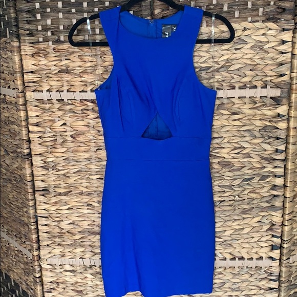 Blue peek-a-boo body con dress - Picture 1 of 4